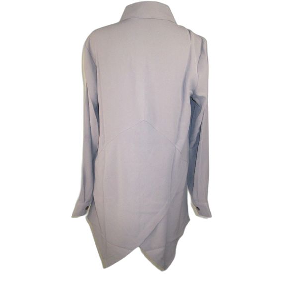 Joan Rivers Shirt XXS Storm Gray Button Up Criss Cross Back Polyester (B16-173) - Picture 3 of 9